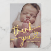 Carte De Vœux En Aluminium Merci photo minimal pour bébé moderne Script Coeur (Recto)