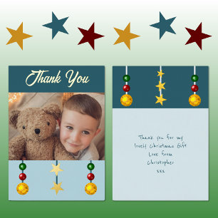 Carte De Vœux En Aluminium Merci pour cadeaux de Noël photo bleu