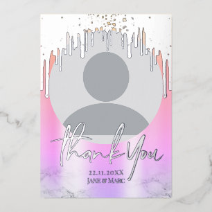 Carte De Vœux En Aluminium Merci Silver Holographic Parties scintillant Drive