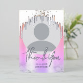 Carte De Vœux En Aluminium Merci Silver Holographic Parties scintillant Drive (Debout devant)