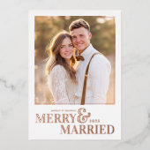 Carte De Vœux En Aluminium Merry and Married Christmas Photo Card (Recto)