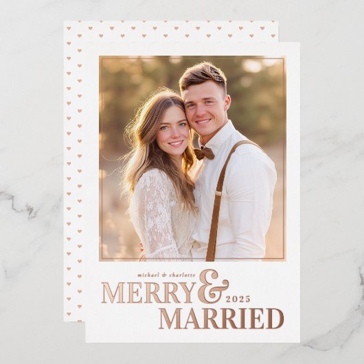 Carte De Vœux En Aluminium Merry and Married Christmas Photo Card (Recto/Verso)