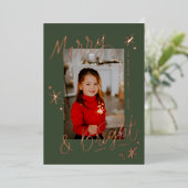 Carte De Vœux En Aluminium Merry & Bright Snowflake Lettered Photo Overlay (Debout devant)