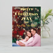 Carte De Vœux En Aluminium Merry Christmas Gold (Debout devant)