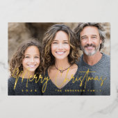 Carte De Vœux En Aluminium Merry Christmas modern script deep red photo (Recto)