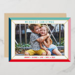 Carte De Vœux En Aluminium MERRY CHRISTMAS photo de la famille en gras<br><div class="desc">par kat massard >>> WWW.SIMPLYSWEETPAPERIE.COM <<< Un design simple avec une bordure simple en papier brillant. Zone maximale pour afficher votre belle famille aussi avec image horizontale pleine image</div>