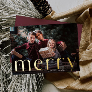 Carte De Vœux En Aluminium Merry Gold Photo complet