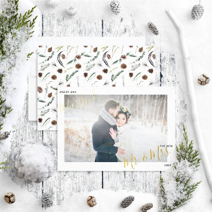 Carte De Vœux En Aluminium Merry & Marié Dusty Winter Wedding Photo