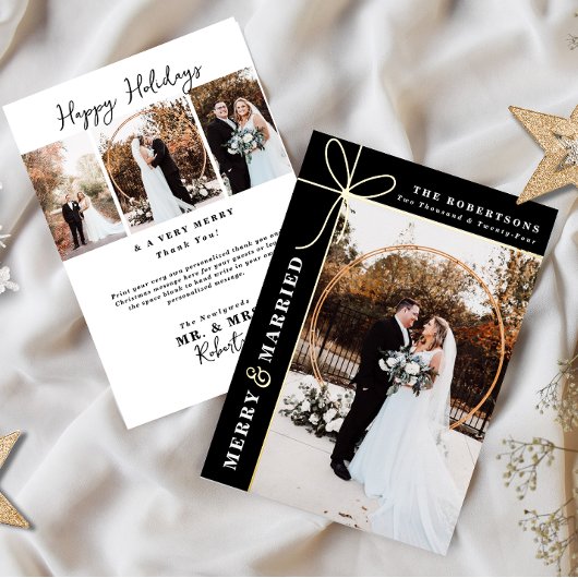 Carte De Vœux En Aluminium Merry & Married Mariage Foilé Merci