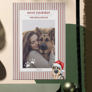 Carte De Vœux En Aluminium Merry Woofmas aquarelle berger allemand