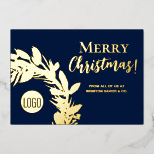 Carte De Vœux En Aluminium Merveilleuse en or bleu marine Joyeux Noël