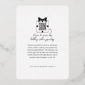 Carte De Vœux En Aluminium Message vidéo familial avec code QR minimal modern (Verso)