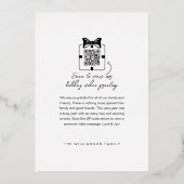 Carte De Vœux En Aluminium Message vidéo familial moderne minimal code QR H m (Verso)