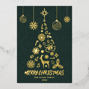 Carte De Vœux En Aluminium Minamaliste sapin de Noël et collage de 3 photos