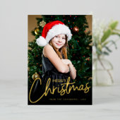 Carte De Vœux En Aluminium Mini Joyeux script de Noël (Debout devant)