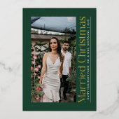 Carte De Vœux En Aluminium Mini Marié Noël Photo Nouveaux mariés Vert (Recto)