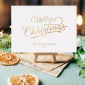 Carte De Vœux En Aluminium Mini script Joyeux Noël Gold Foil