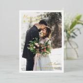 Carte De Vœux En Aluminium Minimal Gold Foil Typography Married Bright Photo (Debout devant)