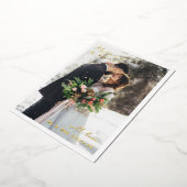 Carte De Vœux En Aluminium Minimal Gold Foil Typography Married Bright Photo (Rotation)