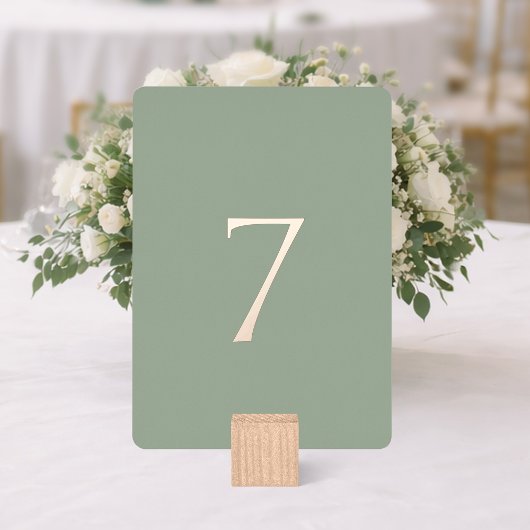 Carte De Vœux En Aluminium Minimal Sage Green Wedding Table Number