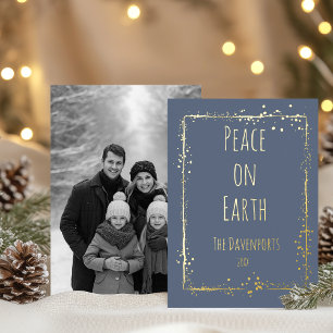 Carte De Vœux En Aluminium Minimaliste Peace On Earth manuscrit