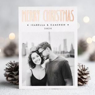 Carte De Vœux En Aluminium Minimaliste rétro Joyeux Noël minimaliste blanc