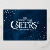 Carte De Vœux En Aluminium Minuit Bleu Élégant Noël Nouvel An Salutations (Recto)