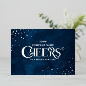 Carte De Vœux En Aluminium Minuit Bleu Élégant Noël Nouvel An Salutations (Debout devant)