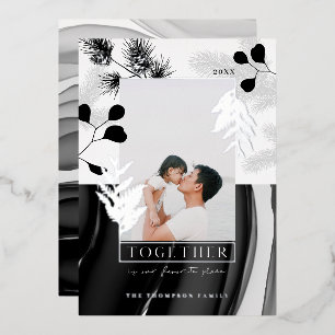 Carte De Vœux En Aluminium Minuscule photo de style japonais de Noël monochro