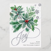 Carte De Vœux En Aluminium Mistletoe Sparkle Noël Salutation Argent (Recto)