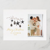 Carte De Vœux En Aluminium mocha moderne scandi élégant script photo de Noël (Recto)