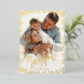 Carte De Vœux En Aluminium Mod Typography Simple Joy Photo (Debout devant)