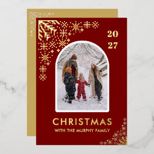 Carte De Vœux En Aluminium Modèle d'arche de flocons de neige de Noël photo d