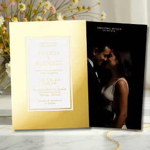 Carte De Vœux En Aluminium Modèle photo d'invitation de mariage simple et élé
