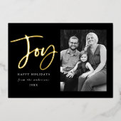 Carte De Vœux En Aluminium Moden Joy Script Black Photo (Recto)