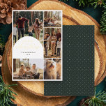 Carte De Vœux En Aluminium Modern 5 Photo Collage Arc Joyeux Noël Photo<br><div class="desc">Élevez vos salutations de vacances avec notre Foil Holiday Card. Montrant un beau collage de 5 photos et une arche gracieuse sur la photo en haut à gauche, surligné par "Joyeux Noël" dans une luxueuse calligraphie en feuille d'or. Customisez-le avec votre nom de famille et année en typographie chic. L'envers...</div>