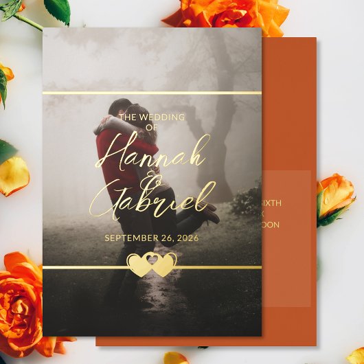 Carte De Vœux En Aluminium Modern Chic Ajouter Faire-part de mariage photo