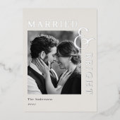 Carte De Vœux En Aluminium Modern Classic Silver Foil Married and Bright (Recto)