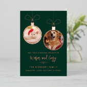 Carte De Vœux En Aluminium Modern Festive Pet Photos Christmas (Debout devant)
