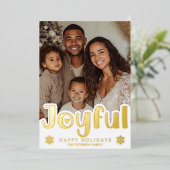 Carte De Vœux En Aluminium Modern Gold Joyful Luxe Photo Christmas (Debout devant)