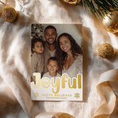 Carte De Vœux En Aluminium Modern Gold Joyful Luxe Photo Christmas