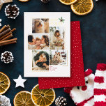 Carte De Vœux En Aluminium Modern Minimal 5 Photo Collage Noël<br><div class="desc">Faites briller vos salutations de vacances avec notre Foil Photo Christmas Card. Il présente un collage branché de 5 photos bordé d'une feuille d'or exquise, ajoutant une touche de luxe. "Happy Holidays" brille dans la typographie festive de feuille d'or au coin supérieur droit, complétée par une aquarelle de baies saintes...</div>