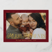 Carte De Vœux En Aluminium Modern Minimal Bow Merry Moments Photo Collage Foi (Recto)