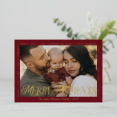 Carte De Vœux En Aluminium Modern Minimal Bow Merry Moments Photo Collage Foi (Debout devant)