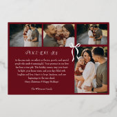 Carte De Vœux En Aluminium Modern Minimal Bow Merry Moments Photo Collage Foi (Verso)