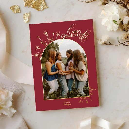 Carte De Vœux En Aluminium Modern Minimal Chic Red Typography Galentine