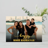 Carte De Vœux En Aluminium Modern Photo Typography Rosh Hashanah New Year (Debout devant)