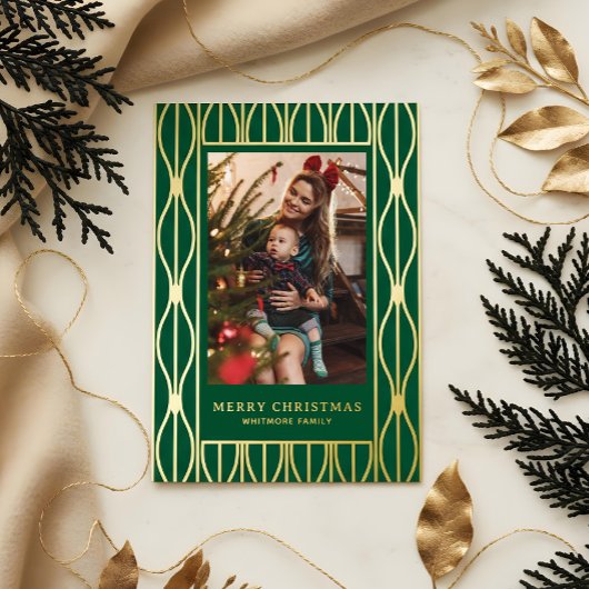 Carte De Vœux En Aluminium Modern Retro Ornament Pattern Photo Christmas