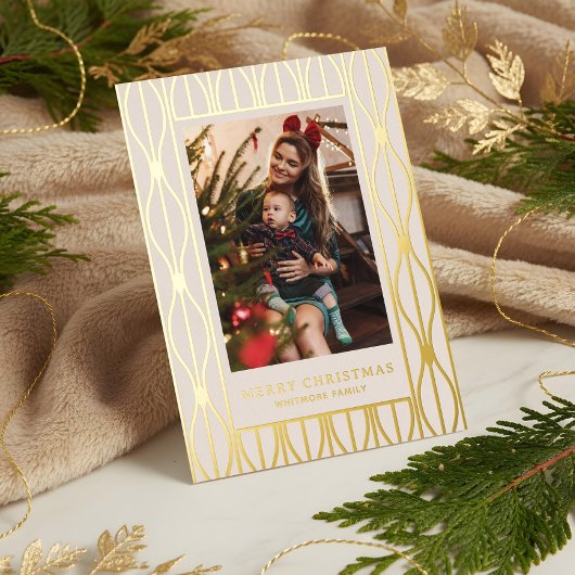 Carte De Vœux En Aluminium Modern Retro Ornament Pattern Photo Christmas