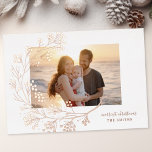Carte De Vœux En Aluminium Modern ROSE Gold Winter Merry Christmas Photo<br><div class="desc">Modern ROSE Gold Winter Natural Merry Christmas Photo Foil Holiday Card
*real foil</div>